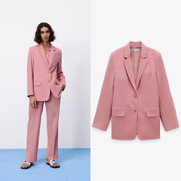 ZARA blush pink oversized blazer - Picture 1 of 10